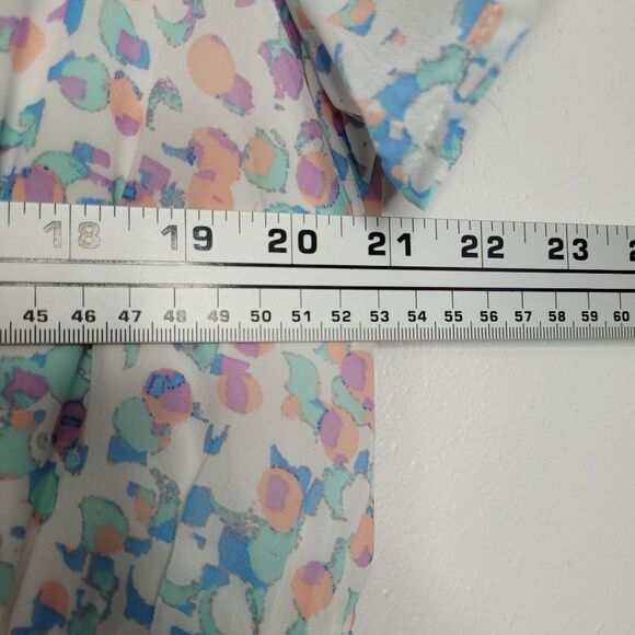Blair pastel abstract dot print tie belt waist modest easter dress size large - Picture 5 of 7